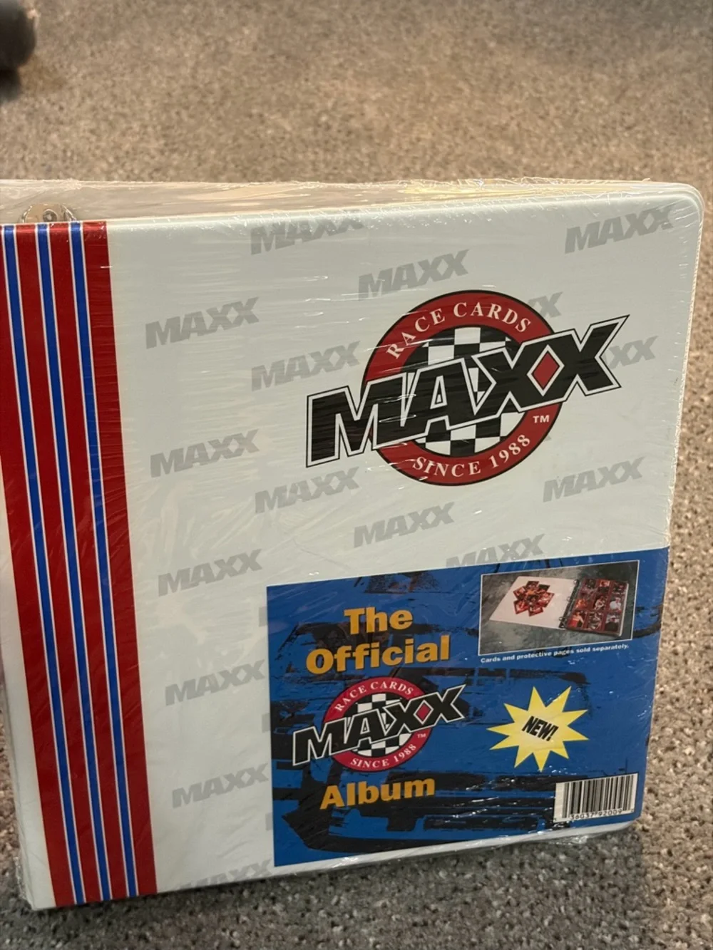 MAXX Official Race Cards Album in White with Red & Blue Accents